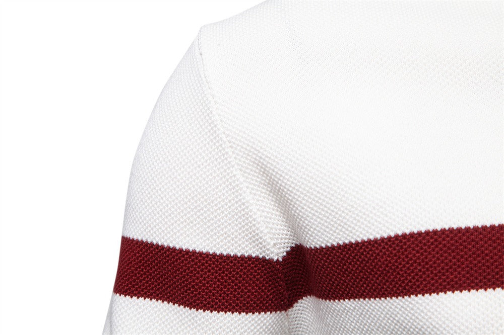 Herren-Strickpullover mit Stehkragen und halbem Reißverschluss – Lässiger Colorblock-Pullover | SW135 