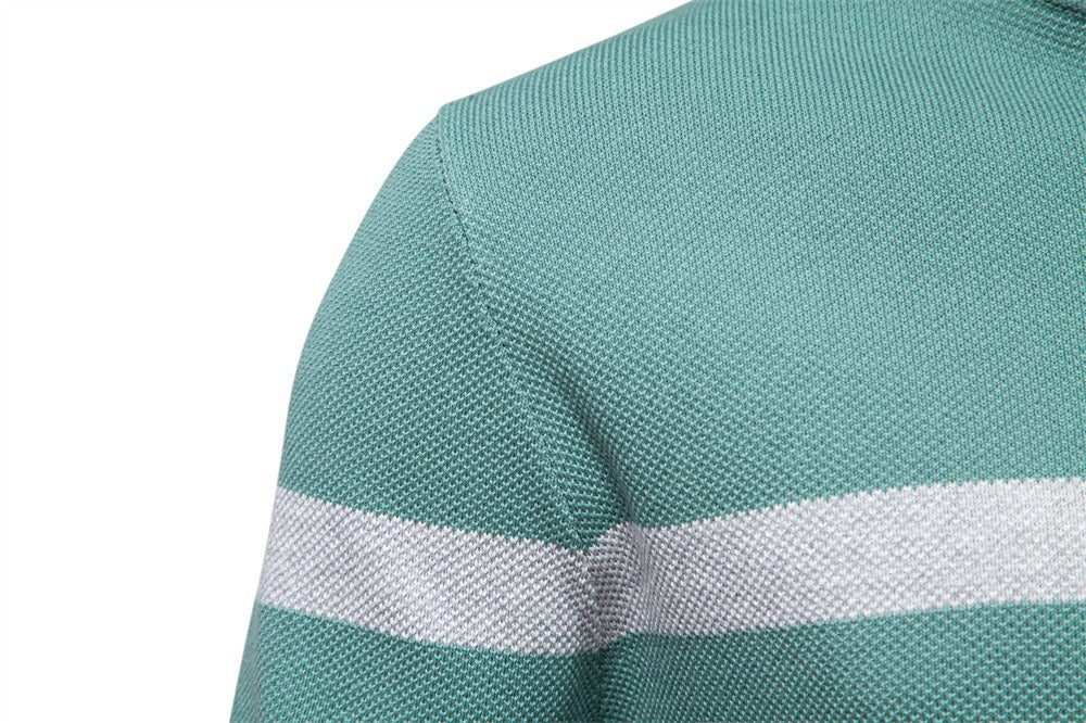 Herren-Strickpullover mit Stehkragen und halbem Reißverschluss – Lässiger Colorblock-Pullover | SW135 