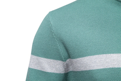 Herren-Strickpullover mit Stehkragen und halbem Reißverschluss – Lässiger Colorblock-Pullover | SW135 