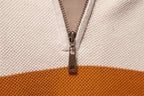 Herren-Strickpullover mit Stehkragen und halbem Reißverschluss – Lässiger Colorblock-Pullover | SW135 