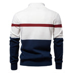 Herren-Strickpullover mit Stehkragen und halbem Reißverschluss – Lässiger Colorblock-Pullover | SW135 