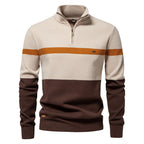 Herren-Strickpullover mit Stehkragen und halbem Reißverschluss – Lässiger Colorblock-Pullover | SW135 