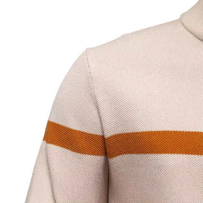 Herren-Strickpullover mit Stehkragen und halbem Reißverschluss – Lässiger Colorblock-Pullover | SW135 