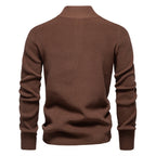 Herren-Cardigan mit hohem Kragen und Reißverschluss – Einfarbiger Strickpullover, warme Business-Casual-Winterjacke für Herren | SW833 