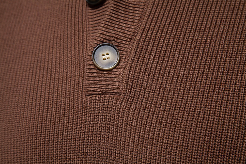 Herren-Cardigan mit hohem Kragen und Reißverschluss – Einfarbiger Strickpullover, warme Business-Casual-Winterjacke für Herren | SW833 