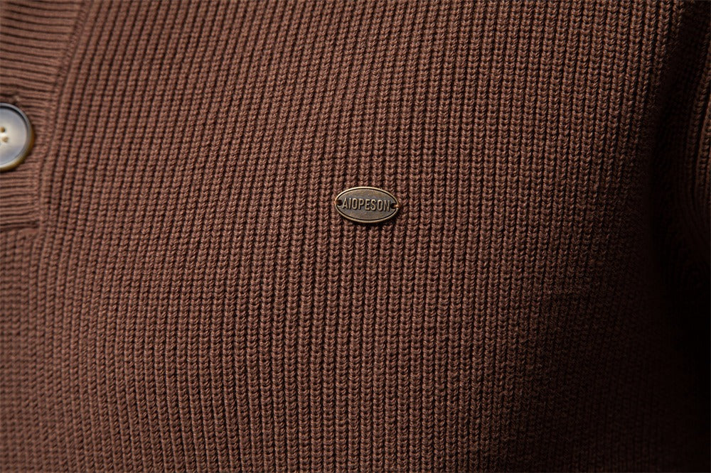 Herren-Cardigan mit hohem Kragen und Reißverschluss – Einfarbiger Strickpullover, warme Business-Casual-Winterjacke für Herren | SW833 