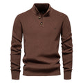 Herren-Cardigan mit hohem Kragen und Reißverschluss – Einfarbiger Strickpullover, warme Business-Casual-Winterjacke für Herren | SW833 