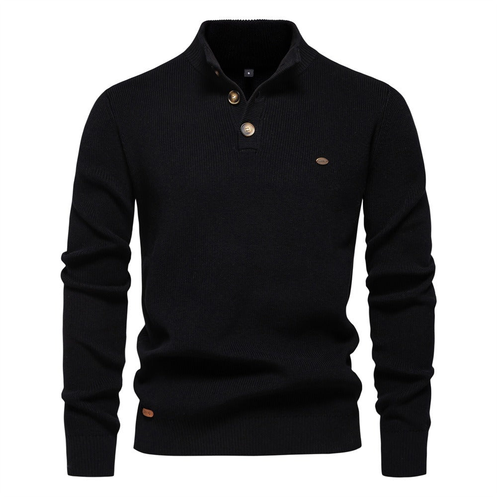 Herren-Cardigan mit hohem Kragen und Reißverschluss – Einfarbiger Strickpullover, warme Business-Casual-Winterjacke für Herren | SW833 