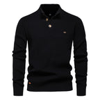 Herren-Cardigan mit hohem Kragen und Reißverschluss – Einfarbiger Strickpullover, warme Business-Casual-Winterjacke für Herren | SW833 
