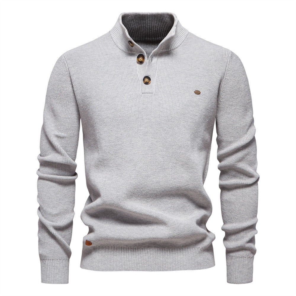 Herren-Cardigan mit hohem Kragen und Reißverschluss – Einfarbiger Strickpullover, warme Business-Casual-Winterjacke für Herren | SW833 