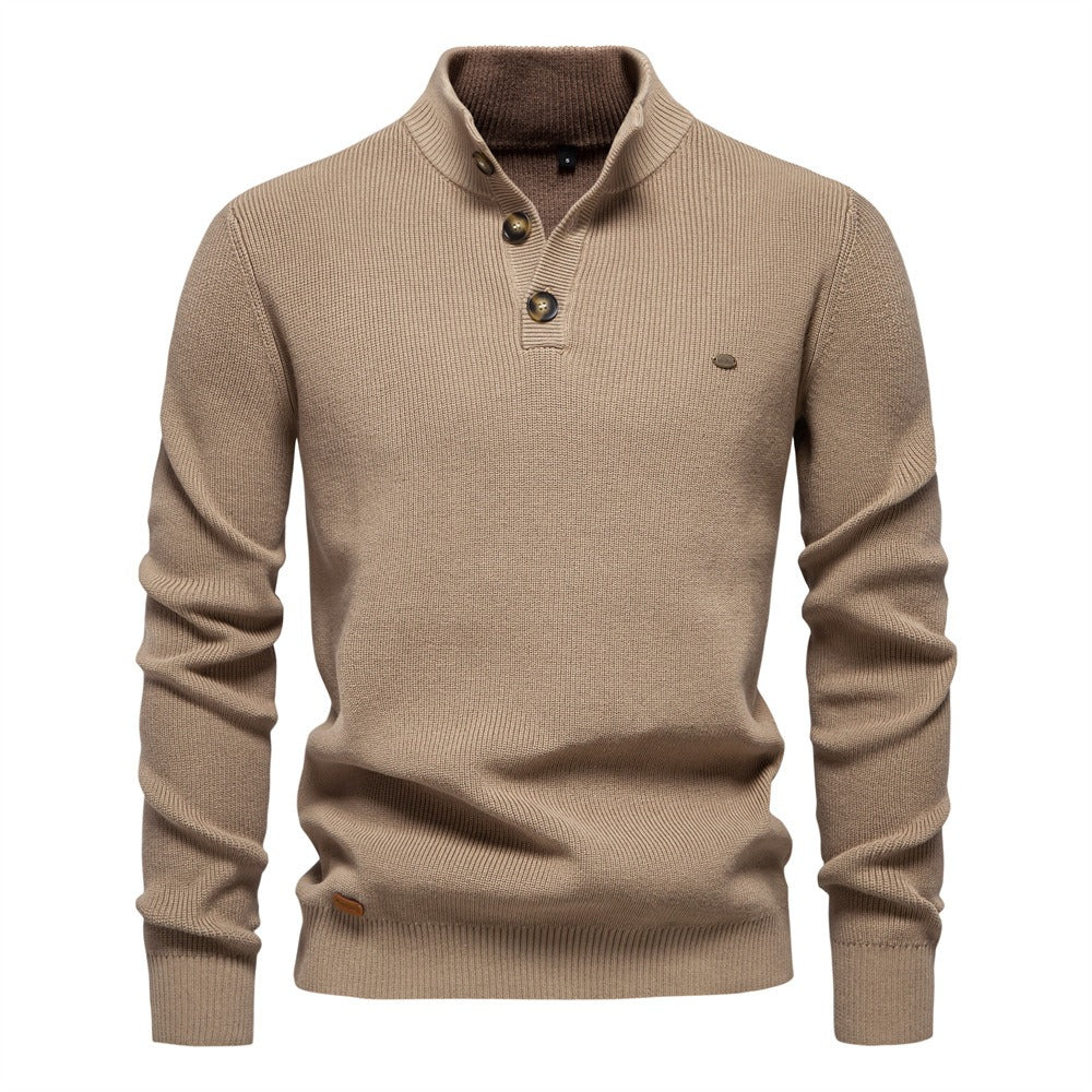 Herren-Cardigan mit hohem Kragen und Reißverschluss – Einfarbiger Strickpullover, warme Business-Casual-Winterjacke für Herren | SW833 