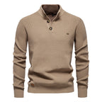 Herren-Cardigan mit hohem Kragen und Reißverschluss – Einfarbiger Strickpullover, warme Business-Casual-Winterjacke für Herren | SW833 