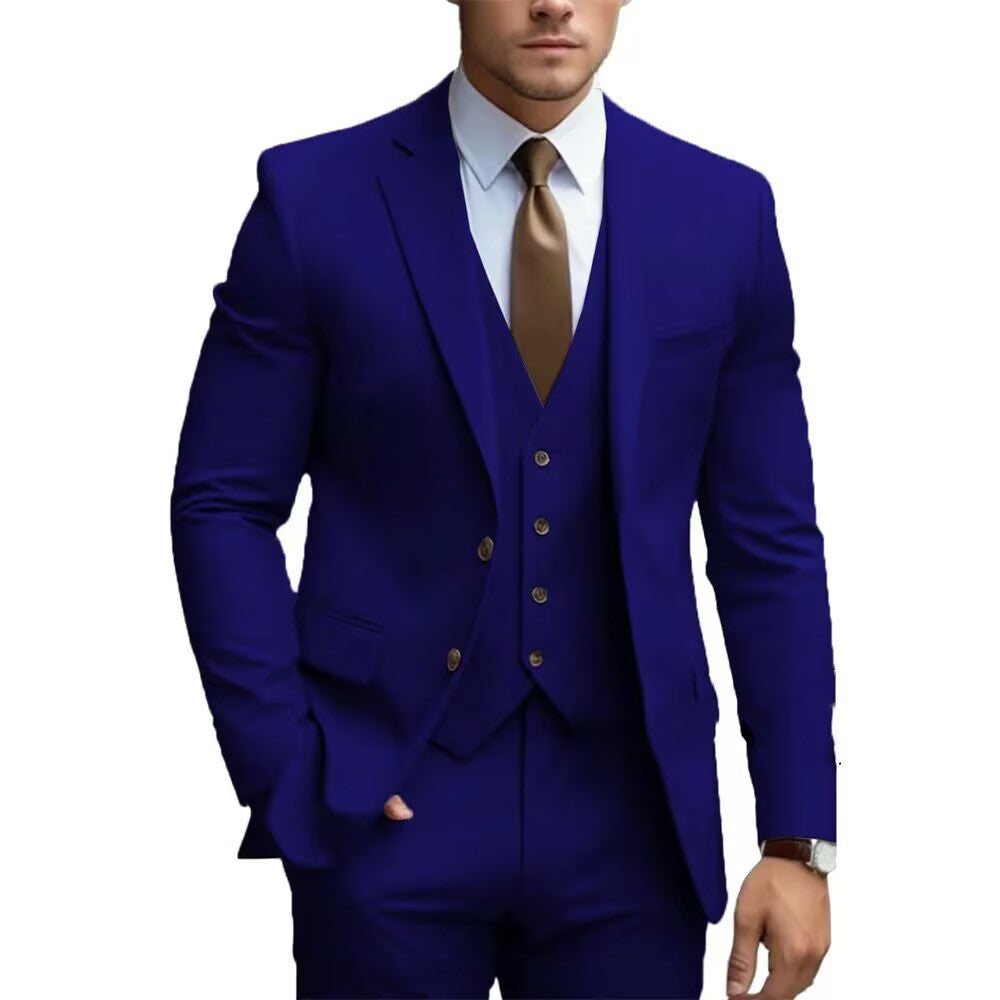 2026 Men‘s 3-Piece Suit Set | Loose Fit Wedding & Business Suit for Big & Tall Gentlemen | Cross-Border Formal Wear | SBT003