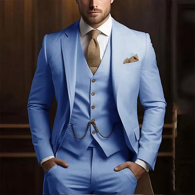 Premium 3-Piece Suit Set | Men’s Wedding & Banquet Suit with Vest | Tailored Fit Formal Wear in 20 Colors