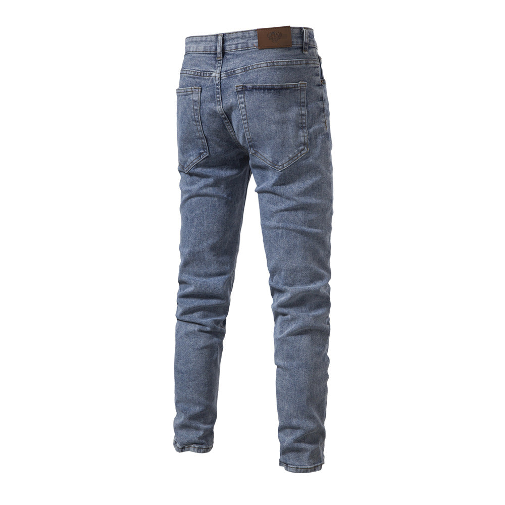 Pantalon en jean pour homme, décontracté, automne, pantalon extensible, déchiré, skinny | ZH10 