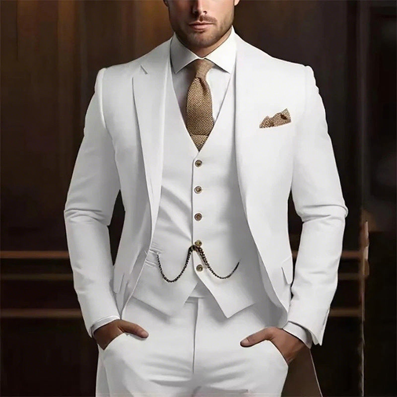 Premium 3-Piece Suit Set | Men’s Wedding & Banquet Suit with Vest | Tailored Fit Formal Wear in 20 Colors