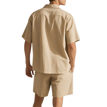 Premium-Strandset mit Tonnenkragen für Herren – Sommer-Kombination aus Hemd und Shorts mit entspannter Passform | YH-23100 