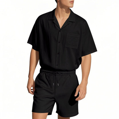 Premium-Strandset mit Tonnenkragen für Herren – Sommer-Kombination aus Hemd und Shorts mit entspannter Passform | YH-23100 
