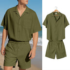 Premium-Strandset mit Tonnenkragen für Herren – Sommer-Kombination aus Hemd und Shorts mit entspannter Passform | YH-23100 