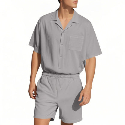 Premium-Strandset mit Tonnenkragen für Herren – Sommer-Kombination aus Hemd und Shorts mit entspannter Passform | YH-23100 