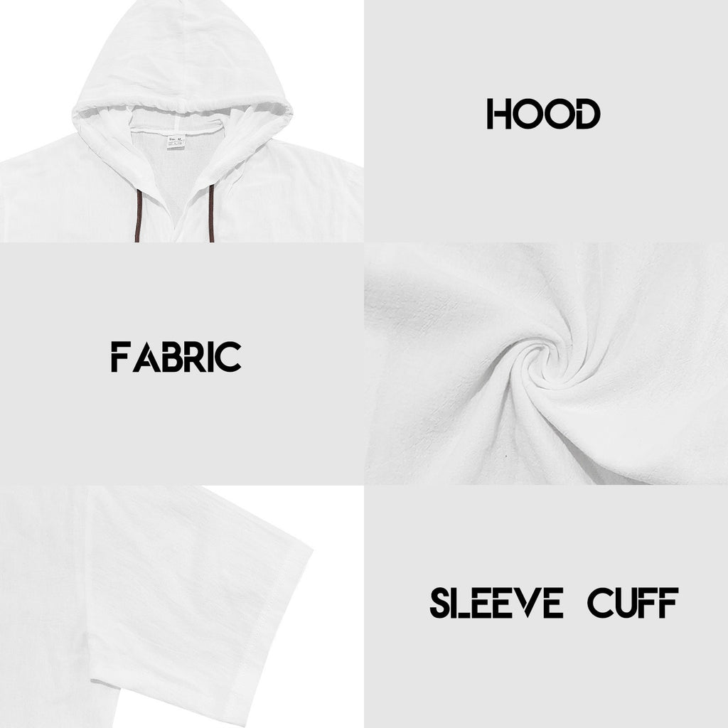 Herren Leinenhemd mit Kapuze und kurzen Ärmeln – Lässige, lockere Passform | YH-2454 