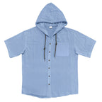 Herren Leinenhemd mit Kapuze und kurzen Ärmeln – Lässige, lockere Passform | YH-2454 