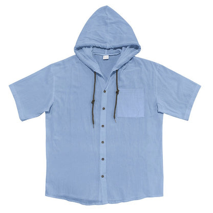 Herren Leinenhemd mit Kapuze und kurzen Ärmeln – Lässige, lockere Passform | YH-2454 