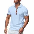 Herren American Summer Casual Atmungsaktives Poloshirt Boho Color-Block Slim-Fit Kurzarm-Oberteil | YH-5 