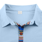 Herren American Summer Casual Atmungsaktives Poloshirt Boho Color-Block Slim-Fit Kurzarm-Oberteil | YH-5 