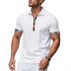 Herren American Summer Casual Atmungsaktives Poloshirt Boho Color-Block Slim-Fit Kurzarm-Oberteil | YH-5 