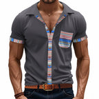 Herren Sommer Slim-Fit Bohemian Kontrastärmel Hemd - Leichtes Luxus Casual Kurzarm Top | YH-6 