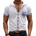 Herren Sommer Slim-Fit Bohemian Kontrastärmel Hemd - Leichtes Luxus Casual Kurzarm Top | YH-6 