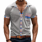 Herren Sommer Slim-Fit Bohemian Kontrastärmel Hemd - Leichtes Luxus Casual Kurzarm Top | YH-6 