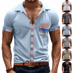 Herren Sommer Slim-Fit Bohemian Kontrastärmel Hemd - Leichtes Luxus Casual Kurzarm Top | YH-6 