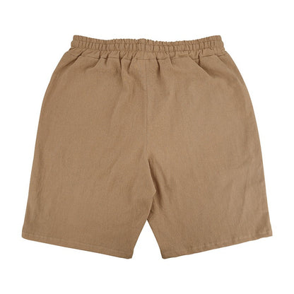 Herren Leinen Strandshorts Gewaschene Knopfleiste Relaxed Fit Fünf-Punkt-Shorts | YH-WW9 