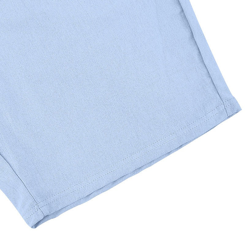 Herren Leinen Strandshorts Gewaschene Knopfleiste Relaxed Fit Fünf-Punkt-Shorts | YH-WW9 