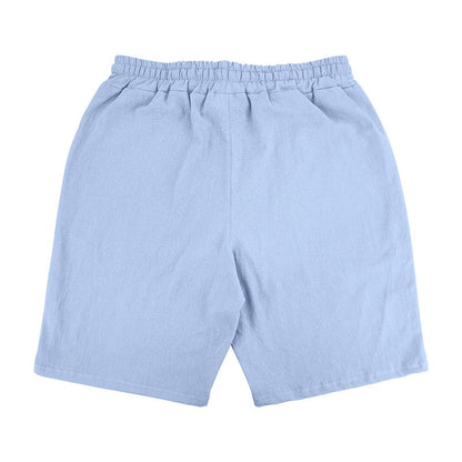 Herren Leinen Strandshorts Gewaschene Knopfleiste Relaxed Fit Fünf-Punkt-Shorts | YH-WW9 
