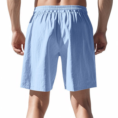 Herren Leinen Strandshorts Gewaschene Knopfleiste Relaxed Fit Fünf-Punkt-Shorts | YH-WW9 