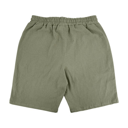 Herren Leinen Strandshorts Gewaschene Knopfleiste Relaxed Fit Fünf-Punkt-Shorts | YH-WW9 