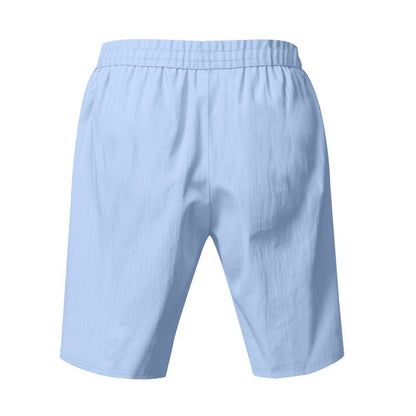 Herren Leinen Strandshorts Gewaschene Knopfleiste Relaxed Fit Fünf-Punkt-Shorts | YH-WW9 
