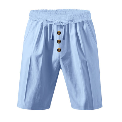 Herren Leinen Strandshorts Gewaschene Knopfleiste Relaxed Fit Fünf-Punkt-Shorts | YH-WW9 