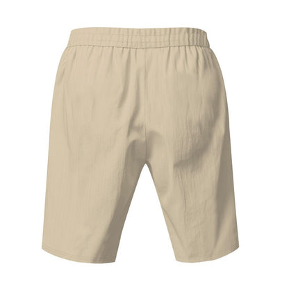 Herren Leinen Strandshorts Gewaschene Knopfleiste Relaxed Fit Fünf-Punkt-Shorts | YH-WW9 