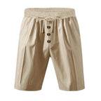 Herren Leinen Strandshorts Gewaschene Knopfleiste Relaxed Fit Fünf-Punkt-Shorts | YH-WW9 
