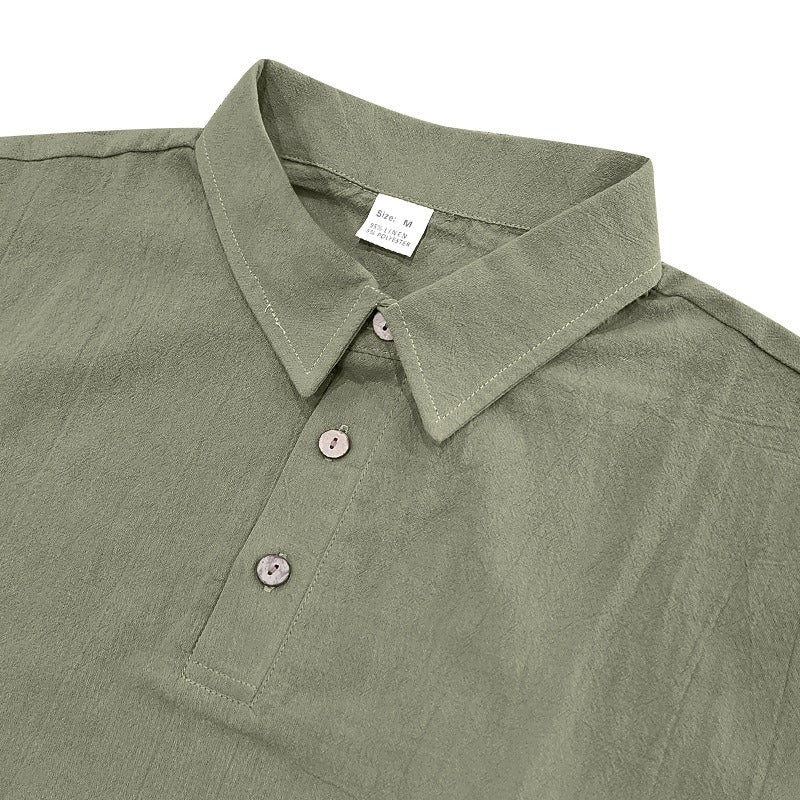 Herren-Poloshirt aus Leinen im britischen Gentleman-Stil, lockere Passform, Sommer, kurze Ärmel | YHBKCS-20 