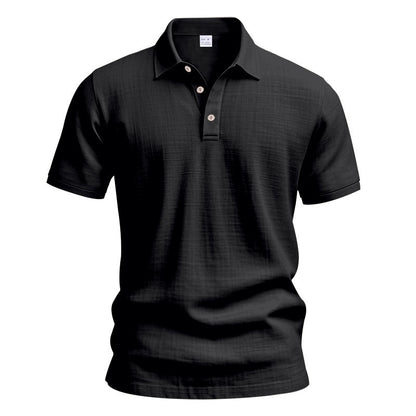 Herren-Poloshirt aus Leinen im britischen Gentleman-Stil, lockere Passform, Sommer, kurze Ärmel | YHBKCS-20 