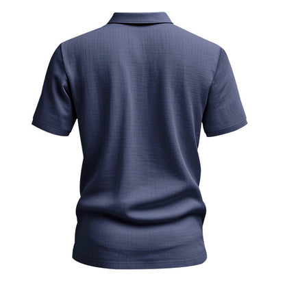 Herren-Poloshirt aus Leinen im britischen Gentleman-Stil, lockere Passform, Sommer, kurze Ärmel | YHBKCS-20 