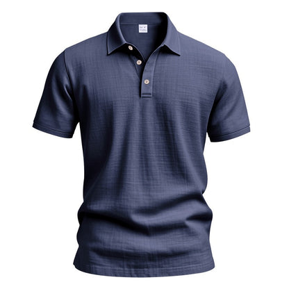 Herren-Poloshirt aus Leinen im britischen Gentleman-Stil, lockere Passform, Sommer, kurze Ärmel | YHBKCS-20 
