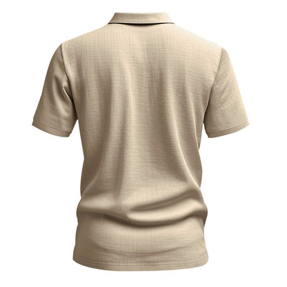 Herren-Poloshirt aus Leinen im britischen Gentleman-Stil, lockere Passform, Sommer, kurze Ärmel | YHBKCS-20 