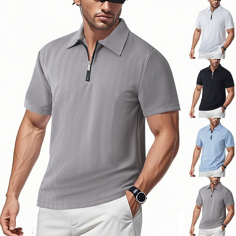 Herren Slim-Fit Stretch Jacquard Poloshirt – 2025 Frühjahr/Sommer Casual Top | YHZH-17