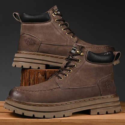 Men's Leather Outdoor Work Shoes Autumn & Winter Casual Martin Boots | 88093